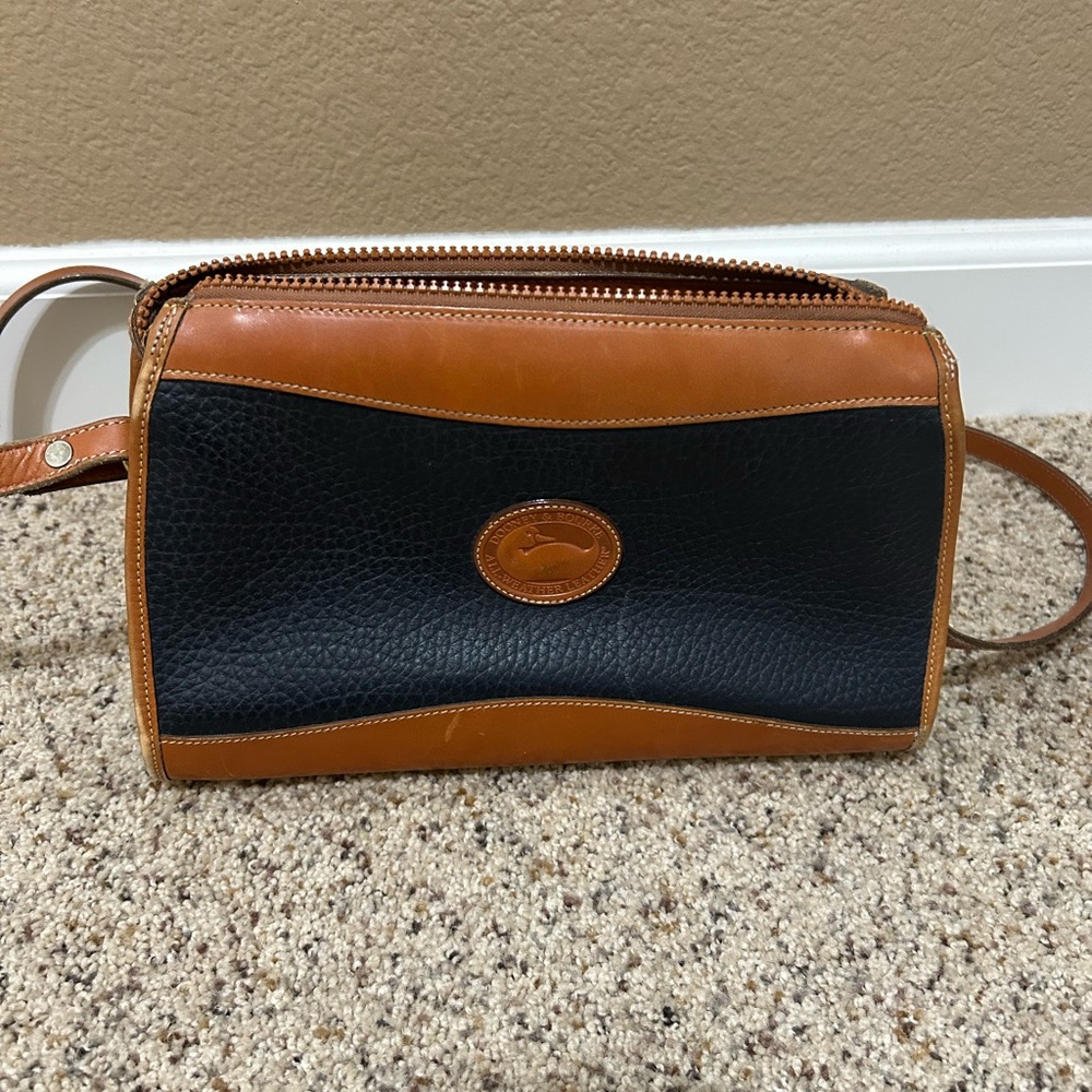 Dooney & Bourke navy and Brown Leather Crossbody Bag
